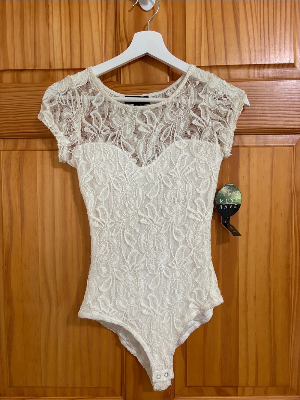 Almost Famous Size Small White Lace Bodysuit New With Tags